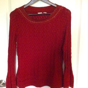 Beautiful Beaded Wine Color Sweater